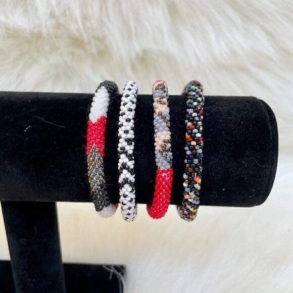 HAND CRAFTED in Nepal Beaded Bracelets (set of 4) #207 - Picture 3 of 5